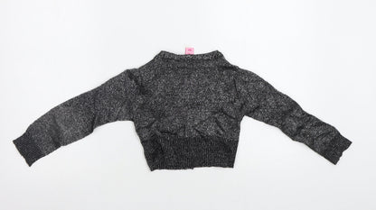 Back view of Adams Girl girls’ silver cardigan jumper, size 4, years