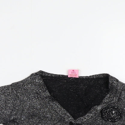 Close-up detail of Adams Girl girls’ silver cardigan jumper, size 4, years