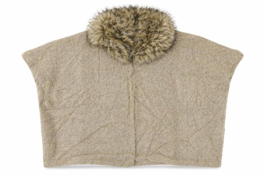 Front view of Primark girls’ beige knit overcoat coatigan, size 8-9, years