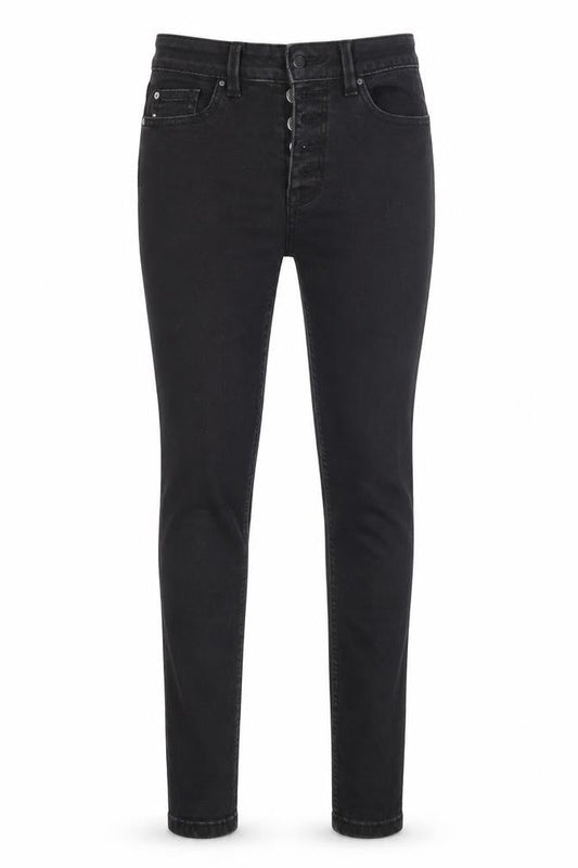Front view of Denim CO women’s black skinny jeans, size UK 6, 27-inch leg