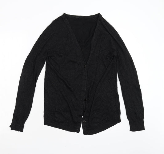 Topshop Womens Black  Knit Cardigan Jumper Size 14