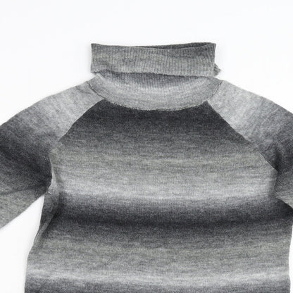 Close-up detail of Evie girls’ grey knit jumper, size 12, years