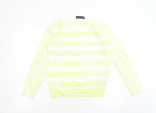 M&S Womens Yellow Striped Knit Pullover Jumper Size 8