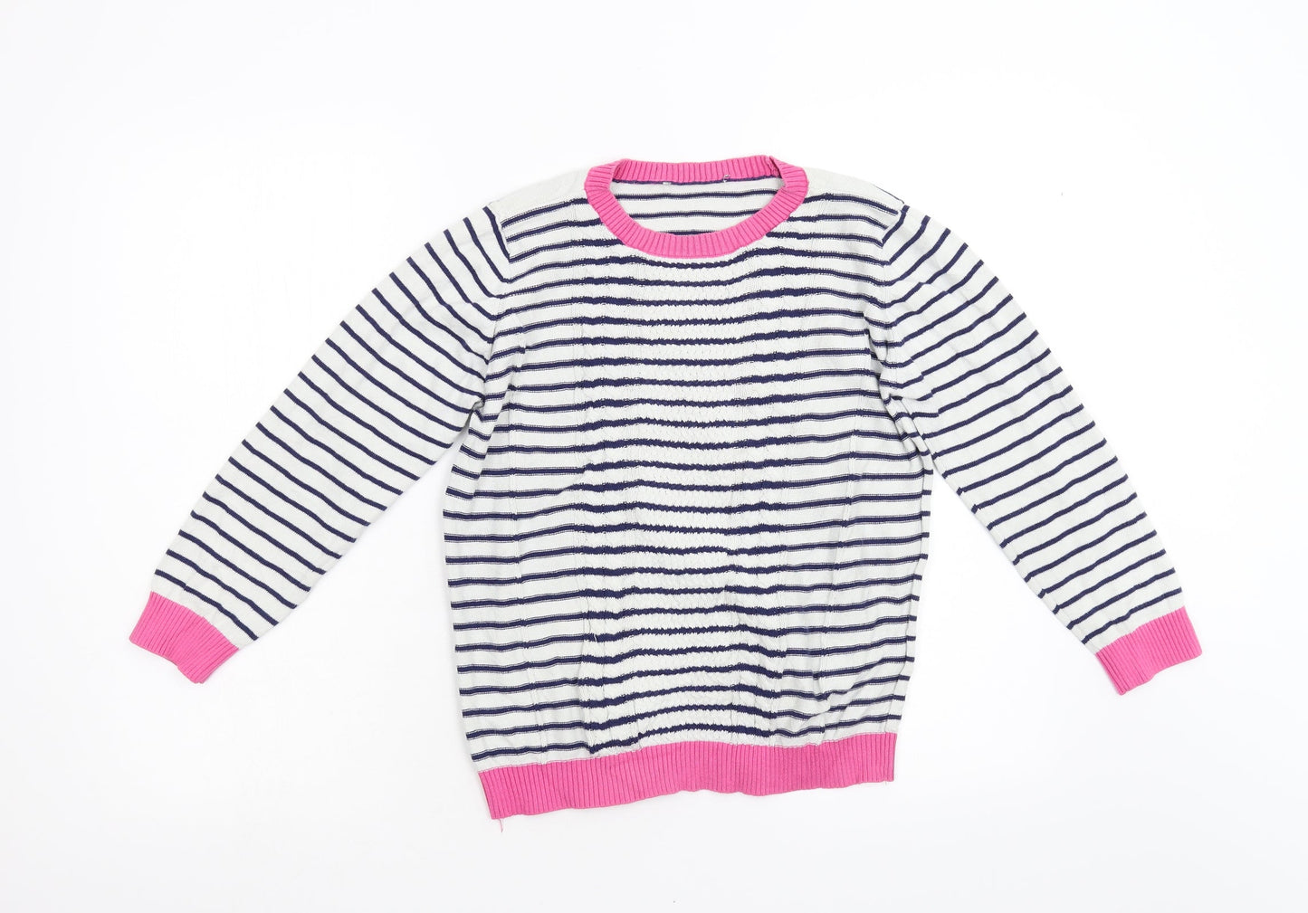 Preworn Girls Multicoloured Striped Knit Pullover Jumper Size 11 Years