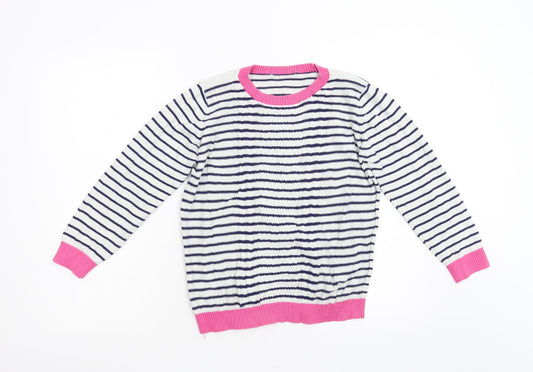 Preworn Girls Multicoloured Striped Knit Pullover Jumper Size 11 Years