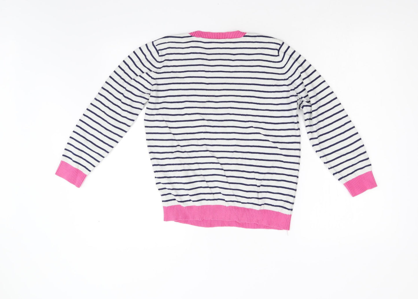 Preworn Girls Multicoloured Striped Knit Pullover Jumper Size 11 Years