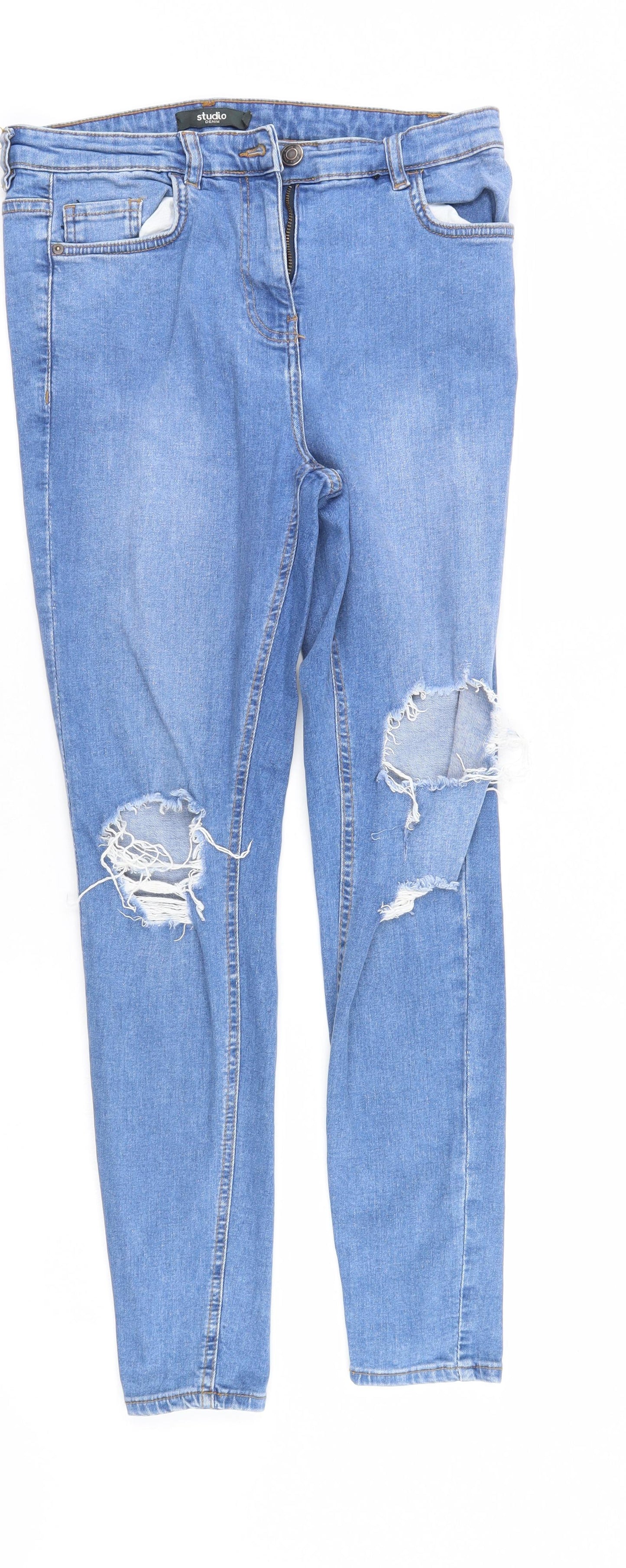 Studio Womens Blue  Denim Straight Jeans Size 10 L28 in
