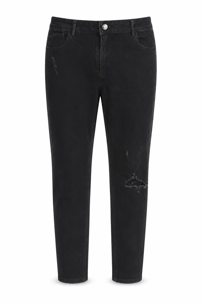 Preworn Womens Black  Denim Straight Jeans Size 12 L26 in