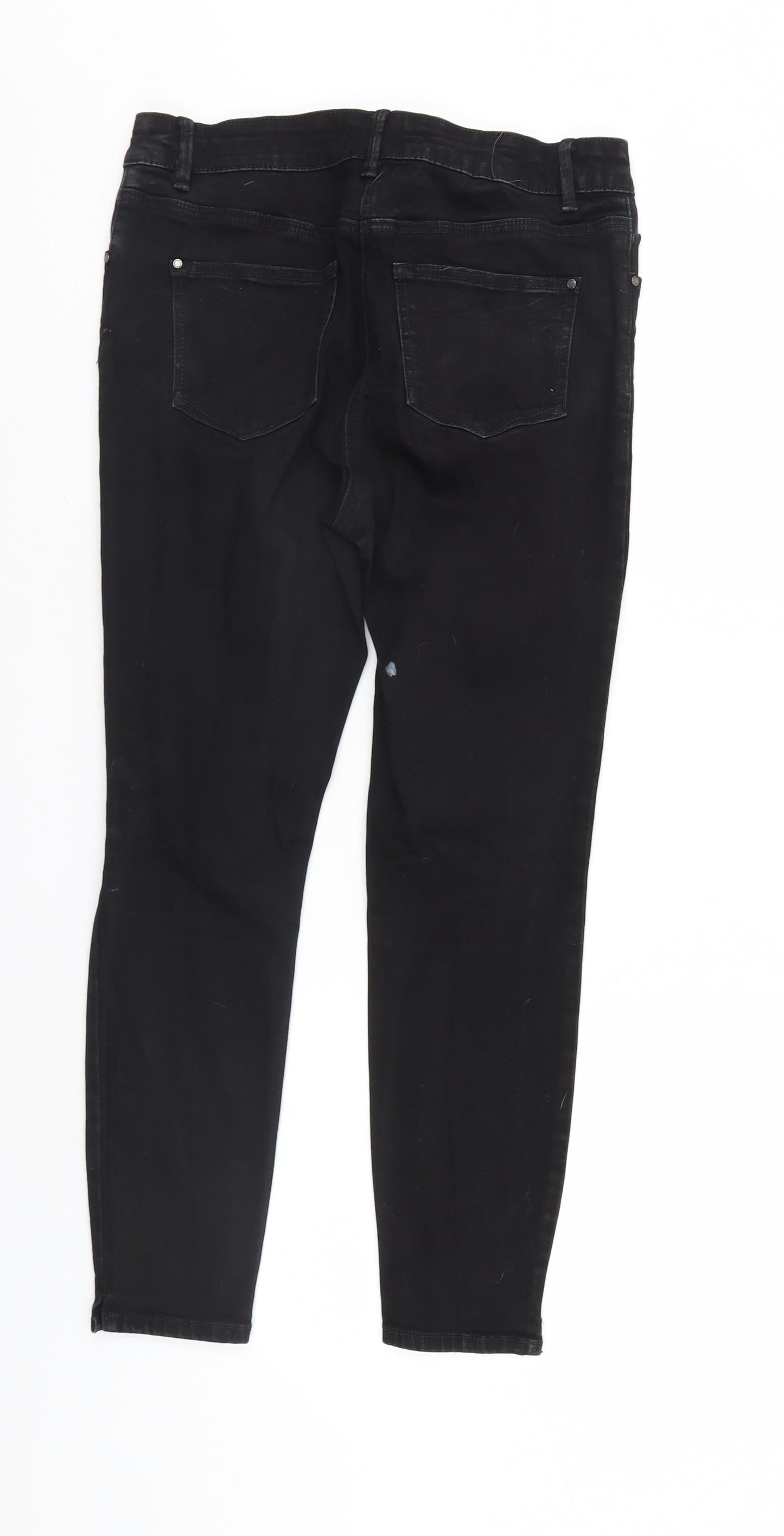Preworn Womens Black  Denim Straight Jeans Size 12 L26 in