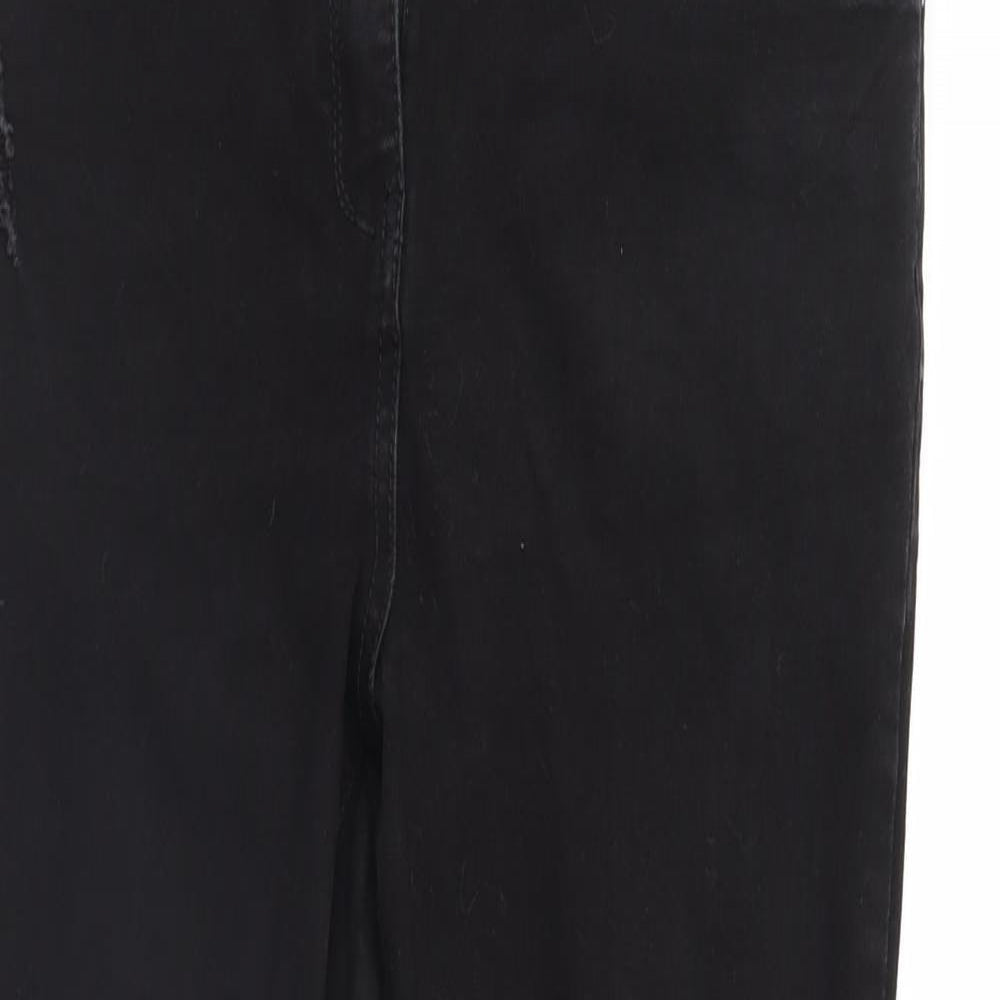 Preworn Womens Black  Denim Straight Jeans Size 12 L26 in