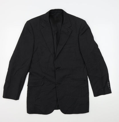 Additional front view of savoy taylors guild men’s black striped jacket blazer, size 36