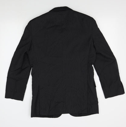 Back view of savoy taylors guild men’s black striped jacket blazer, size 36