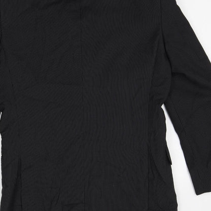 Brand and care label for savoy taylors guild men’s black striped jacket blazer, size 36