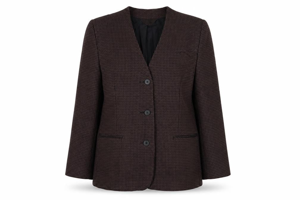 style file Womens Red Houndstooth  Jacket Blazer Size 14