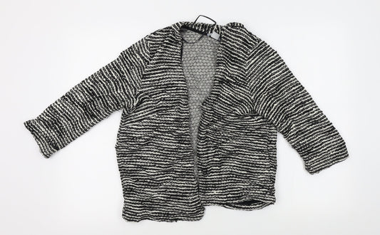 H&M Womens White Striped  Cardigan Jumper Size M