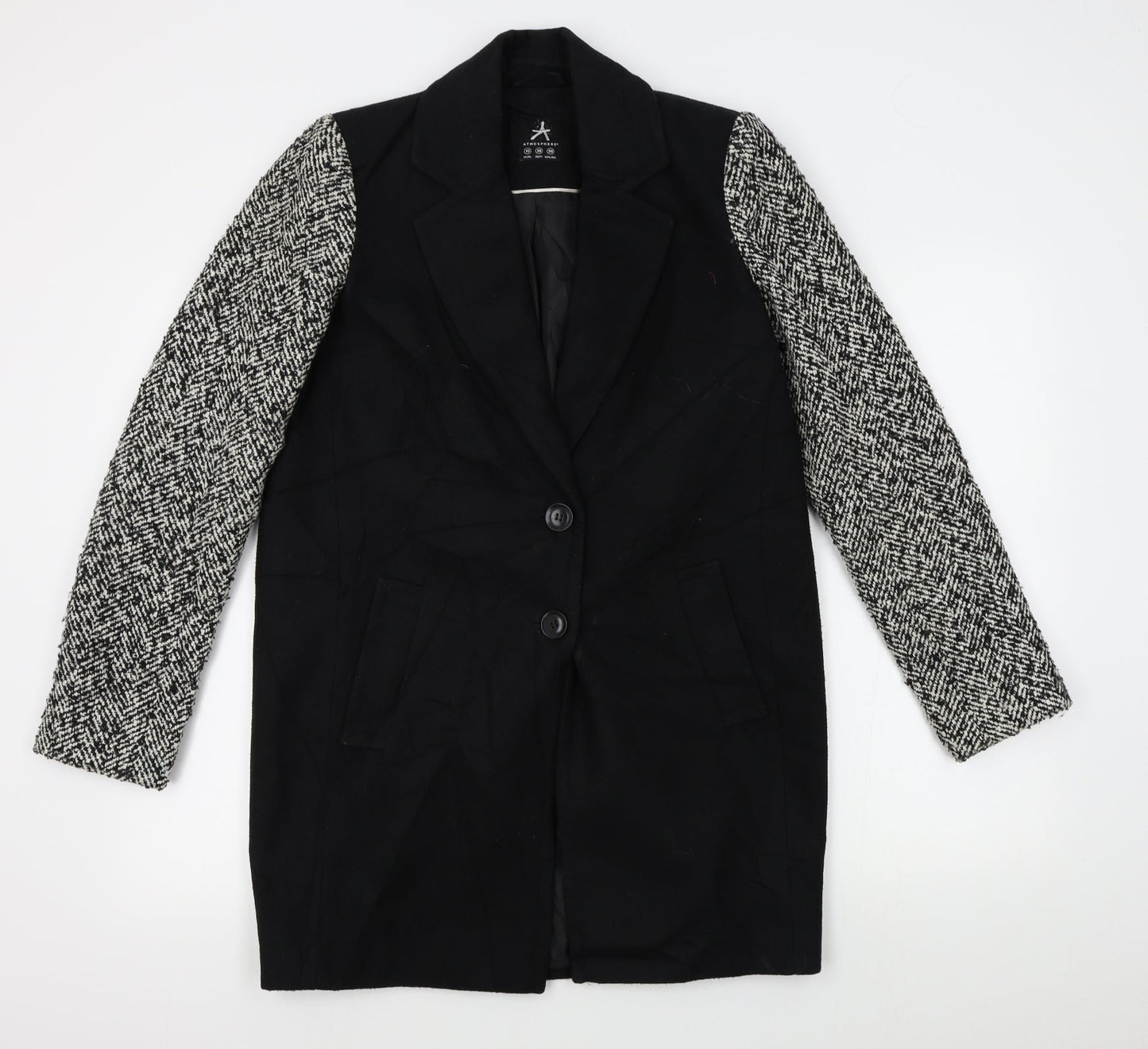 Atmosphere Womens Black   Overcoat Coat Size 10