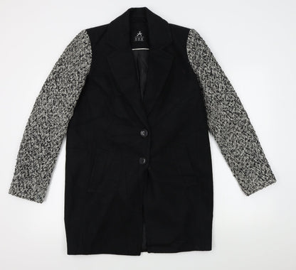 Additional front view of Atmosphere women’s black overcoat coat, size UK 10