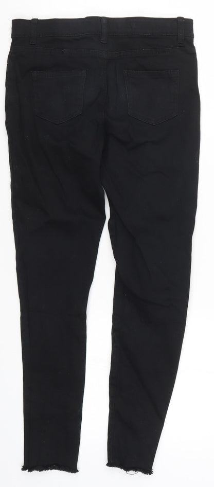 Additional front view of Denim Co girls’ black denim skinny jeans, size 11-12, years - distressed look