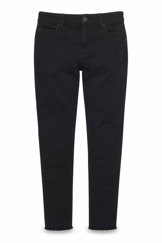 Front view of Denim Co girls’ black denim skinny jeans, size 11-12, years - distressed look