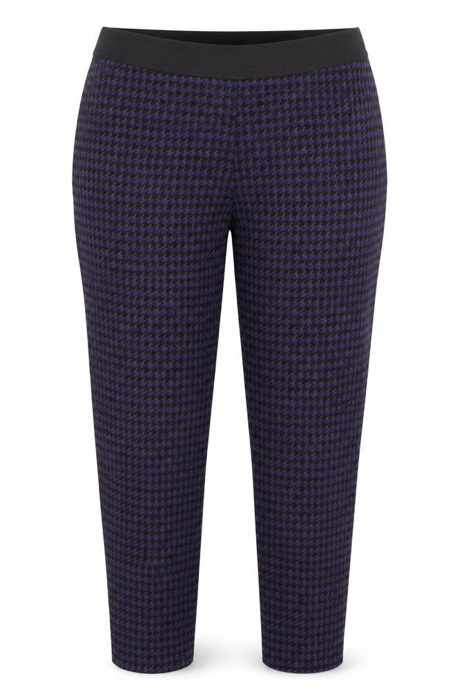 Marks & Spencer Womens Blue Houndstooth  Trousers  Size 16 L25.5 in