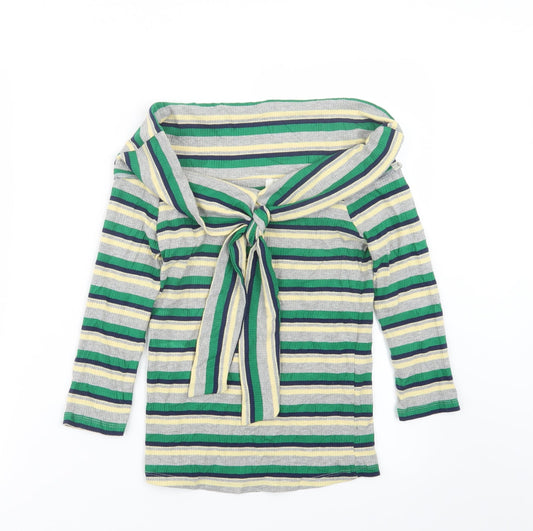 River Island Womens Green Striped  Pullover Jumper Size 8