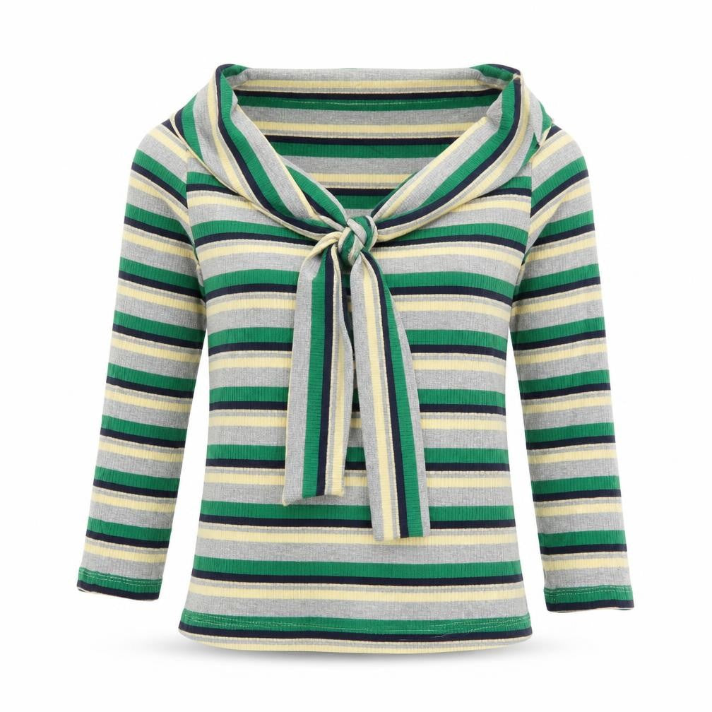 River Island Womens Green Striped  Pullover Jumper Size 8