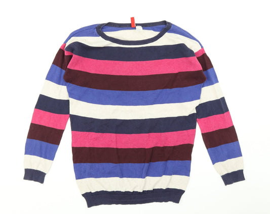 Divided Womens Purple Striped Knit Pullover Jumper Size XS