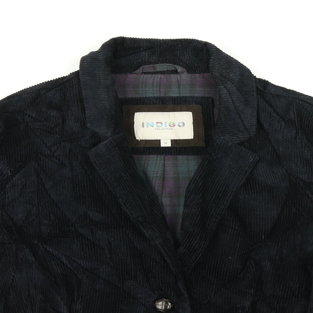 Indigo Womens Blue  Corduroy Jacket Blazer Size 12