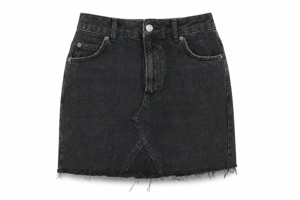 Topshop Womens Black  Denim A-Line Skirt Size 8