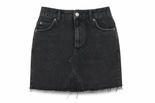 Topshop Womens Black  Denim A-Line Skirt Size 8