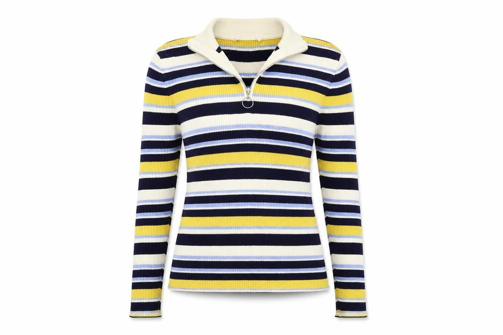 Miss Selfridge Womens Yellow Striped Knit Pullover Jumper Size 10