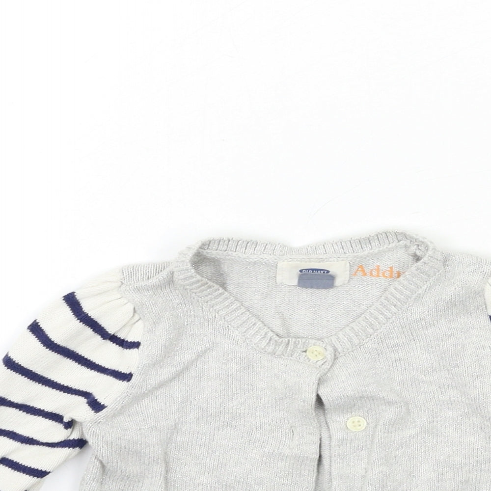 Old Navy Baby Silver Striped Knit Cardigan Jumper Size 24 Months