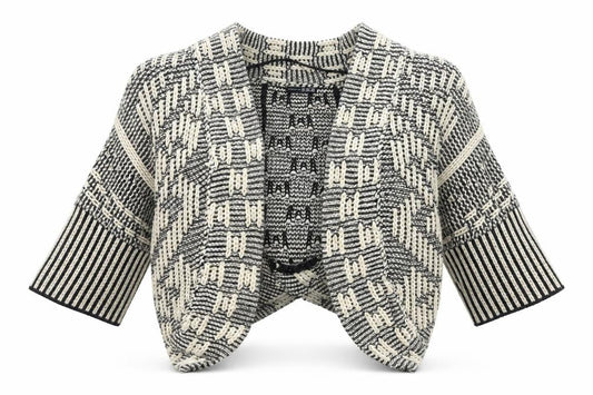 Front view of Atmosphere women’s beige knit cardigan jumper, size UK 8