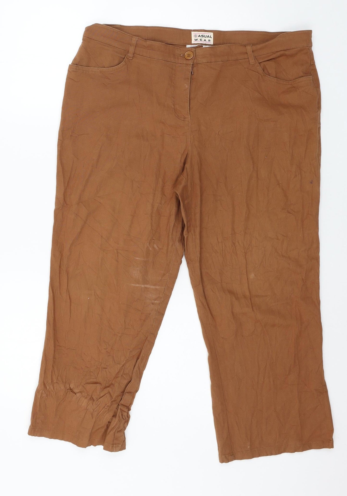 Casual Wear Womens Brown   Cropped Trousers Size 20 L23 in