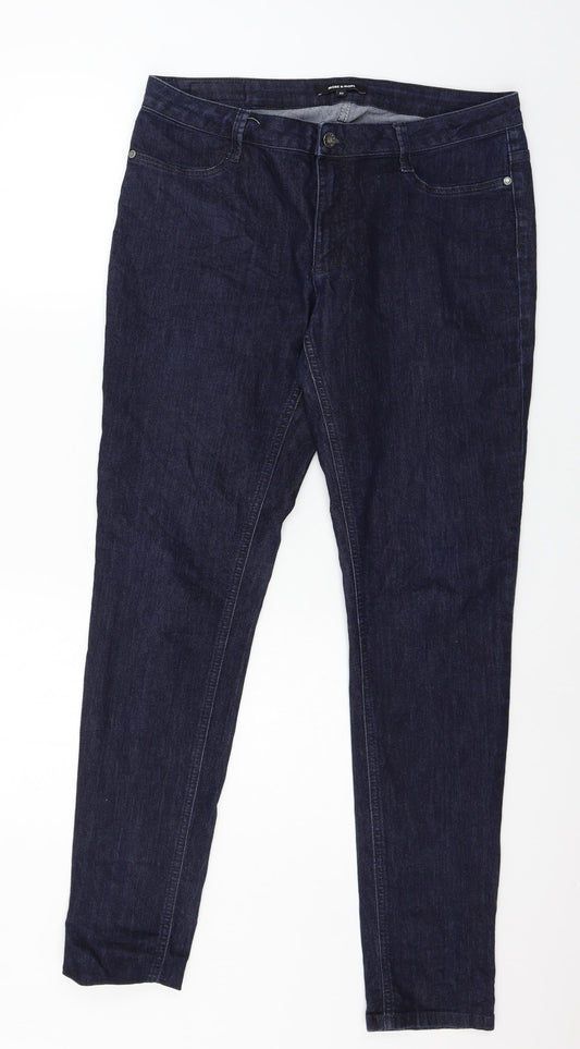 Preloved MORE & MORE Womens Blue  Denim Straight Jeans Size 14 L30 in - Front