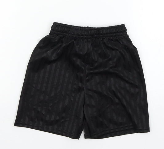 Preworn Boys Black Striped Denim Sweat Shorts Size 5-6 Years