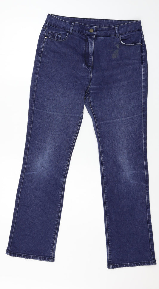 Preworn Womens Blue  Denim Straight Jeans Size 12 L28 in