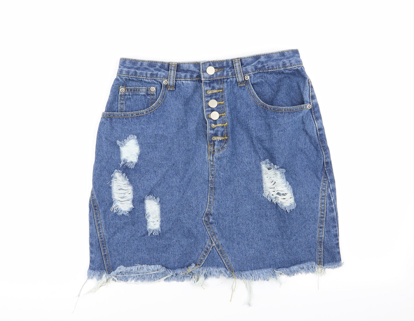PLT Womens Blue   Mini Skirt Size 8  - ripped skirt