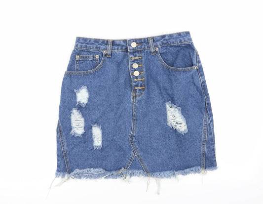 PLT Womens Blue   Mini Skirt Size 8  - ripped skirt