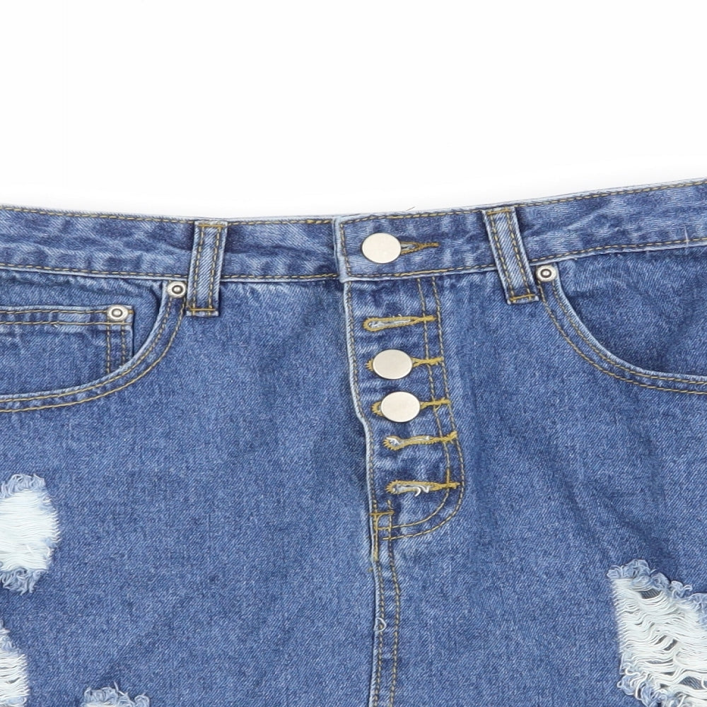 PLT Womens Blue   Mini Skirt Size 8  - ripped skirt