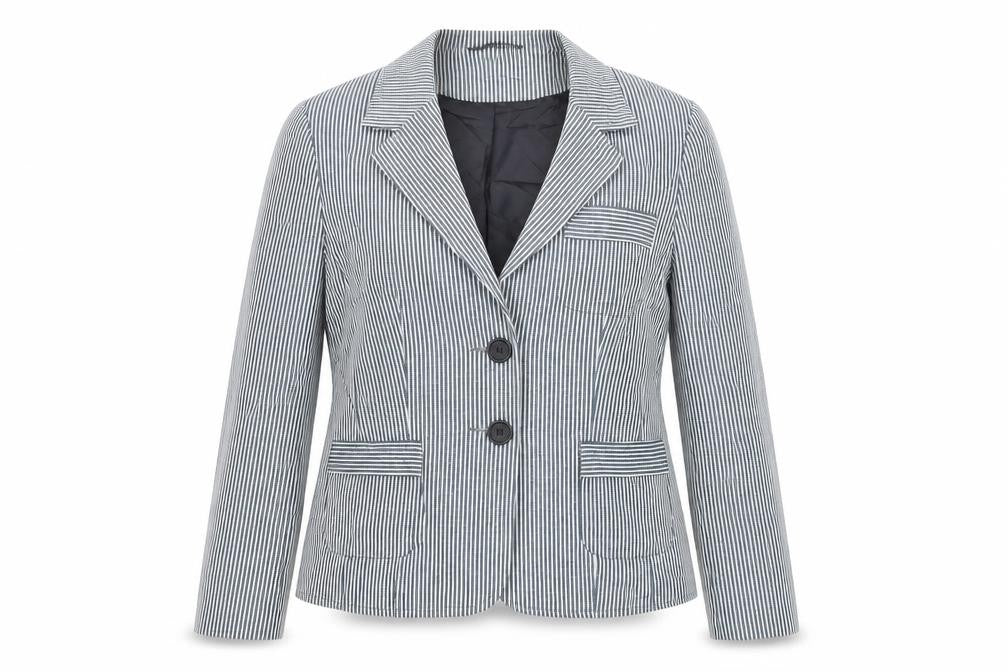 Preworn Womens Blue Striped  Jacket Blazer Size 10