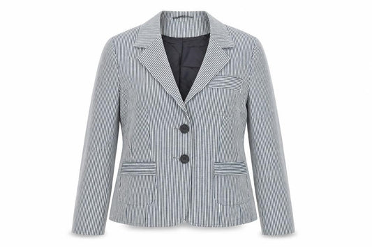 Preworn Womens Blue Striped  Jacket Blazer Size 10