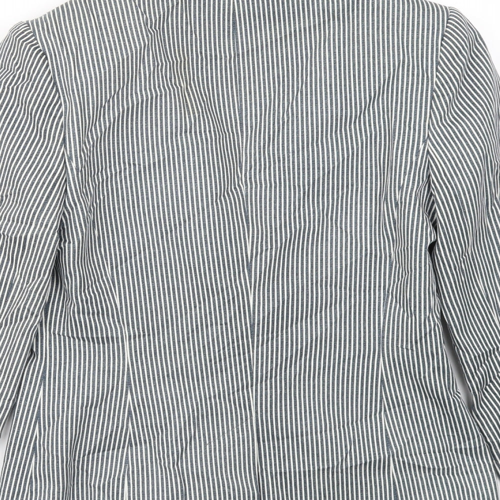 Preworn Womens Blue Striped  Jacket Blazer Size 10