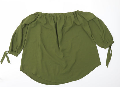 Back view of Abollria women’s green basic blouse, size 2XL