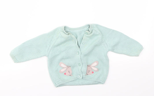 M&S Girls Green   Cardigan Jumper Size 3-6 Months
