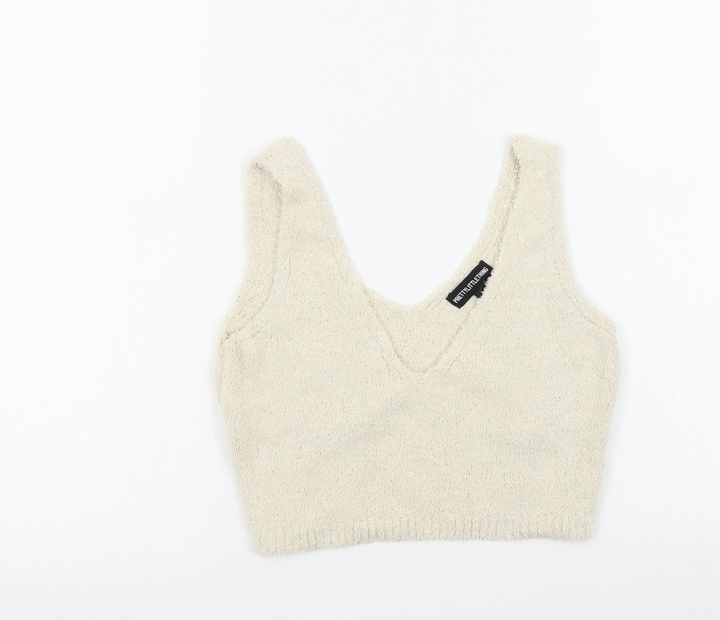 PRETTYLITTLETHING Womens Beige   Basic T-Shirt Size S