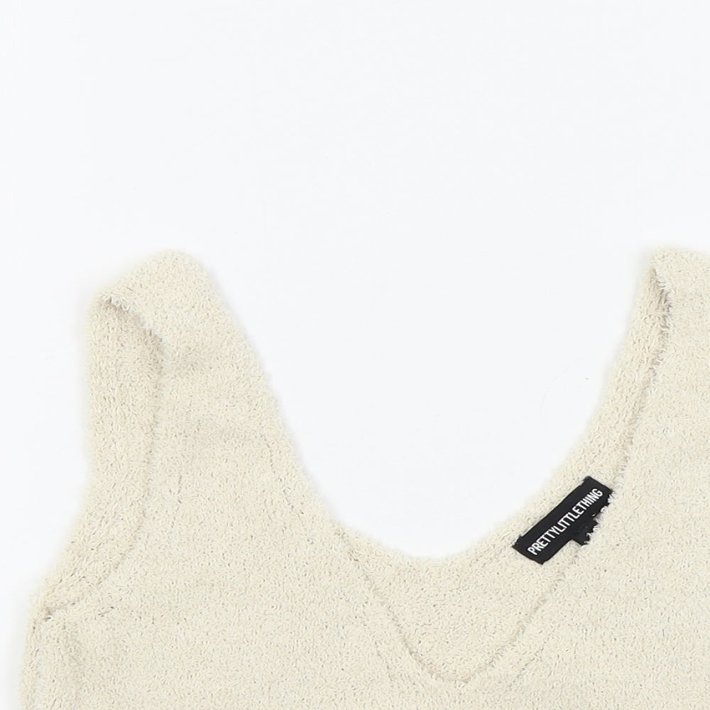 PRETTYLITTLETHING Womens Beige   Basic T-Shirt Size S