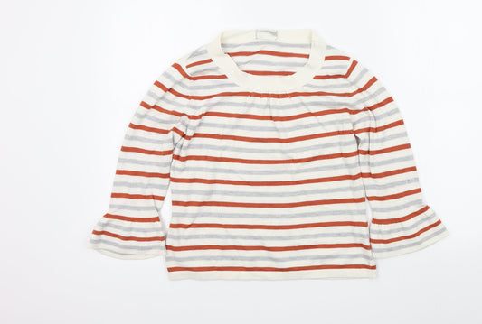 MINUET Womens White Striped  Pullover Jumper Size 14