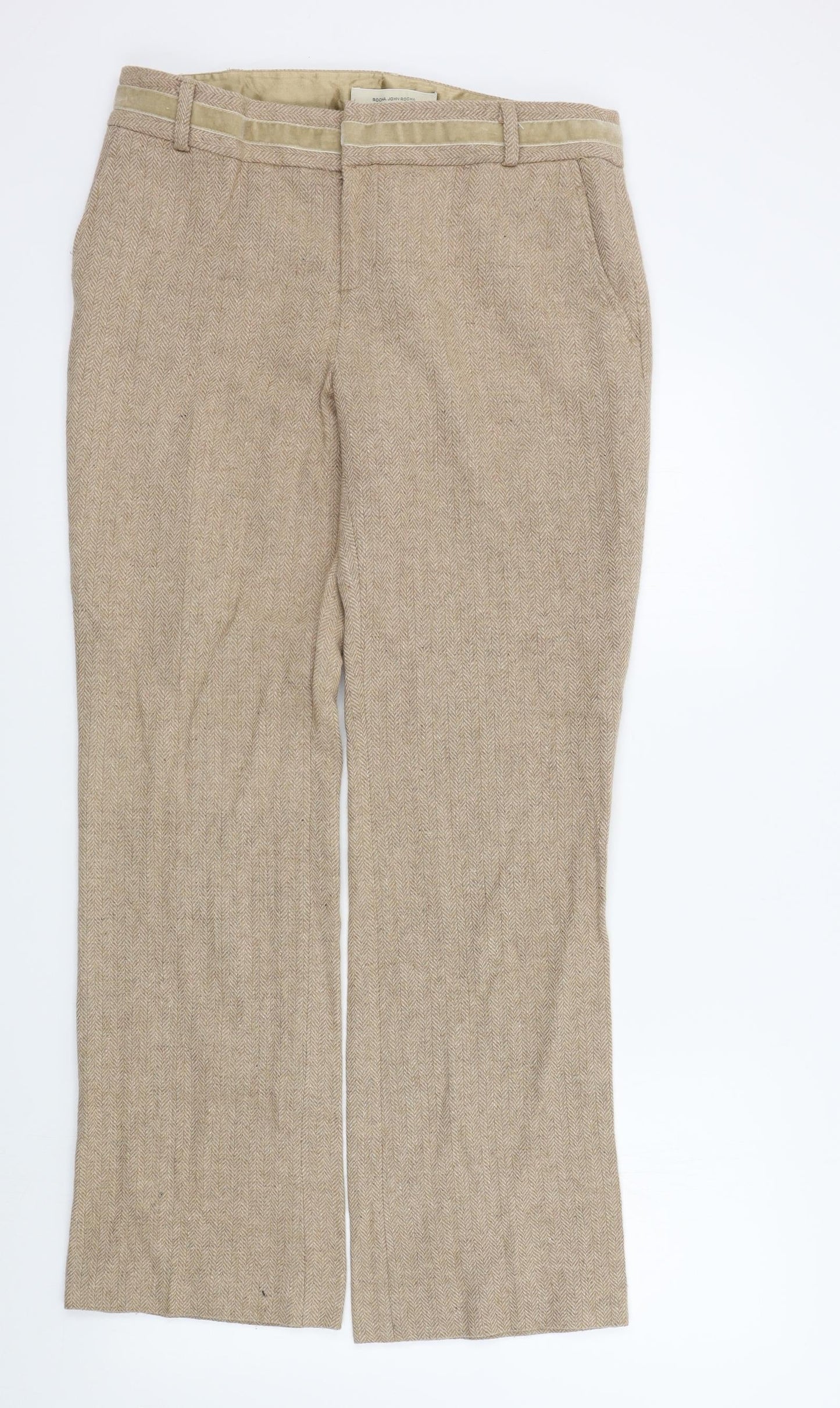 ROCHA,JOHN ROCHA Womens Beige   Trousers  Size 12 L31 in