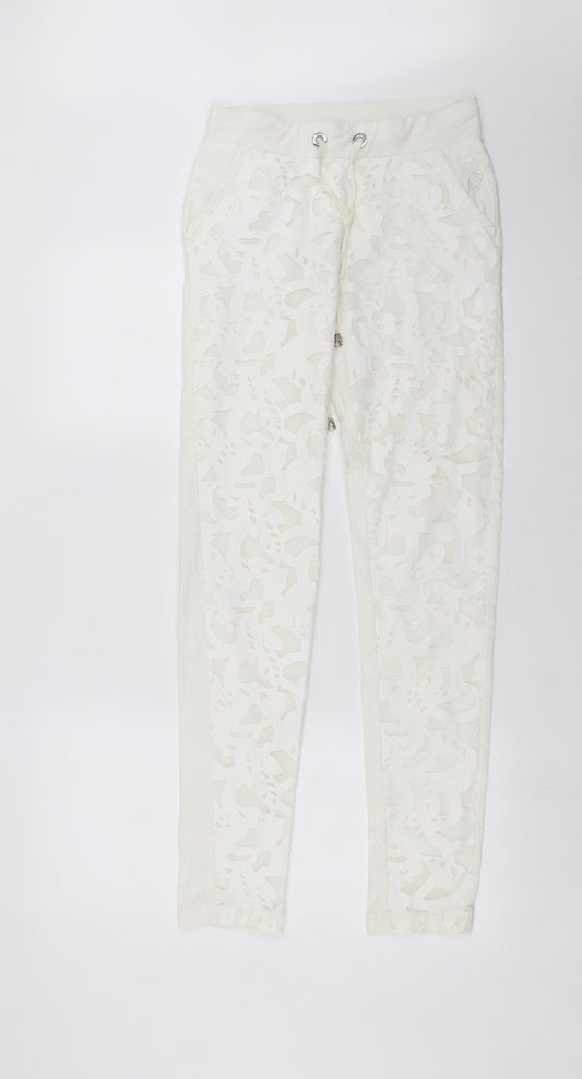 GUIDANCE Womens White Floral  Trousers  Size S L30 in